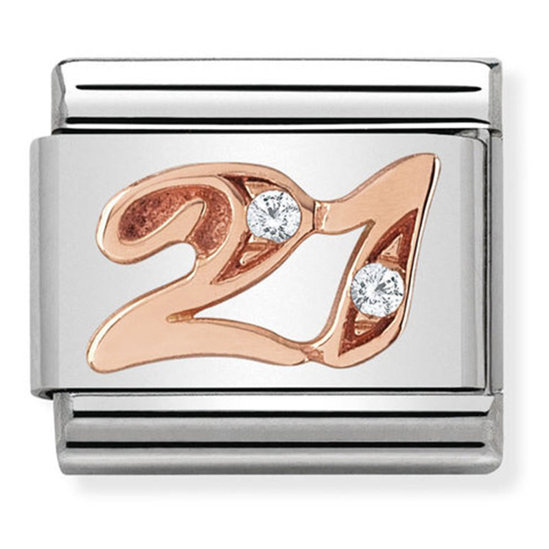 Nomination - Rose gold numbers classic st/st, cubic zirconia & 9ct rose gold (21)