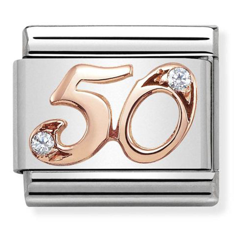 Nomination - Rose gold numbers classic st/st, cubic zirconia & 9ct rose gold (50)