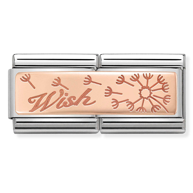 Nomination - classic double engraved st/steel, 9ct rose gold (wish with dandelion)