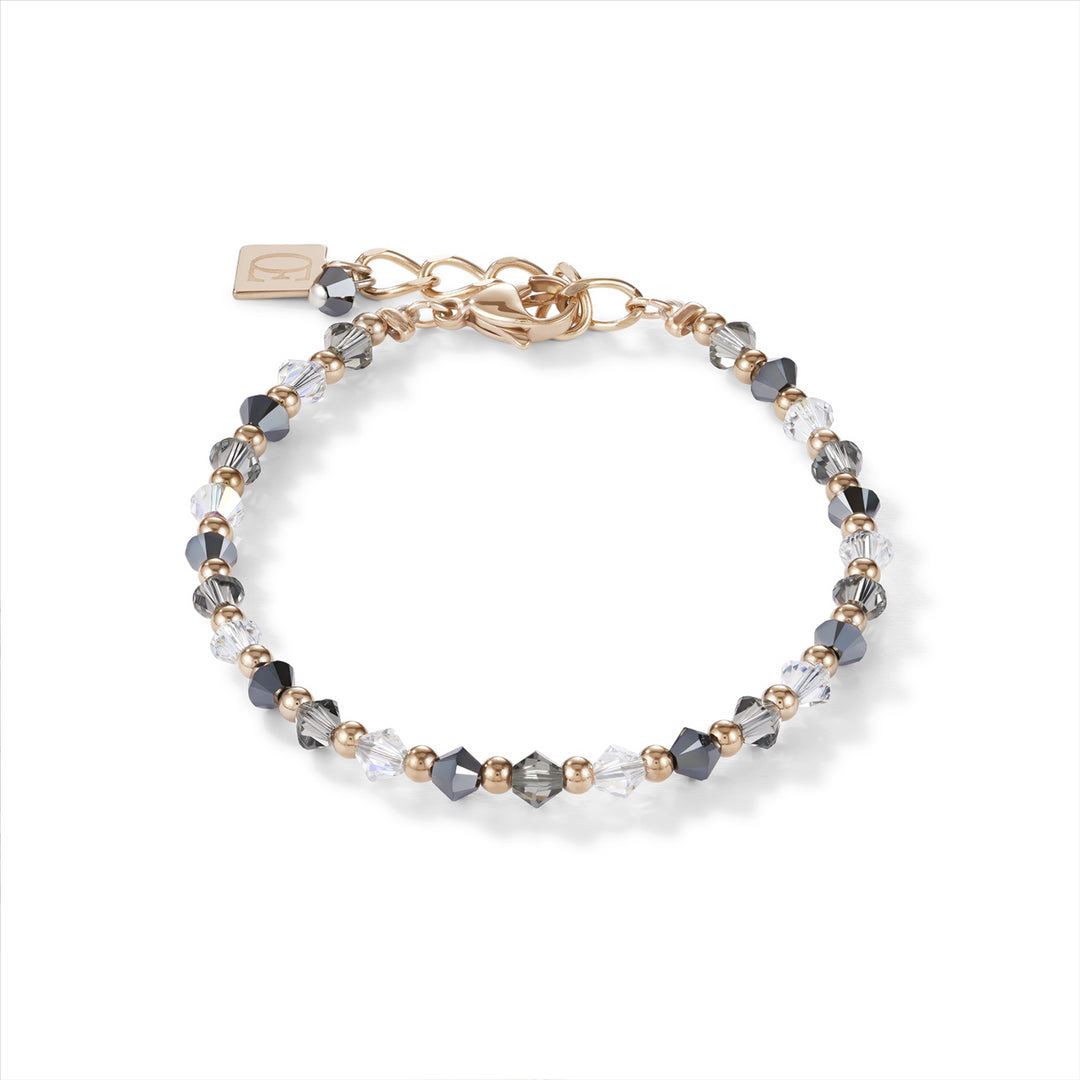 Bracelet - CDL - Rose gold plated stainless steel with multi coloured Swarovski crystals