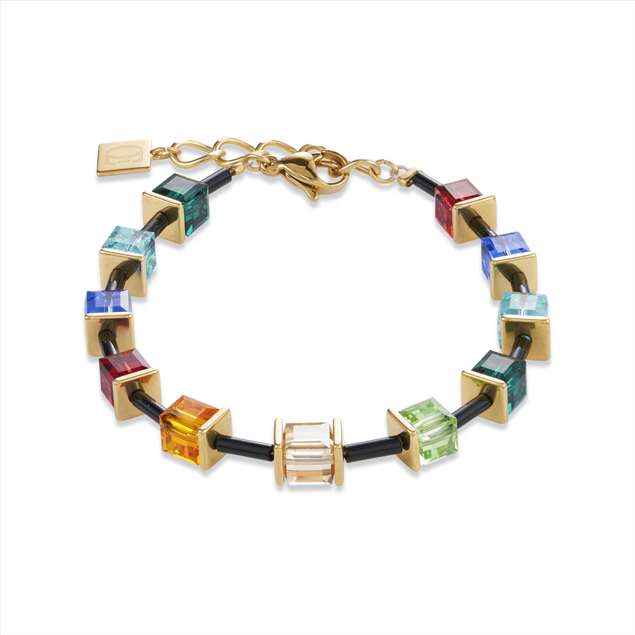 CDL - Limited edition, Gold plated stainless steel with glass & multi coloured Swarovski crystals
