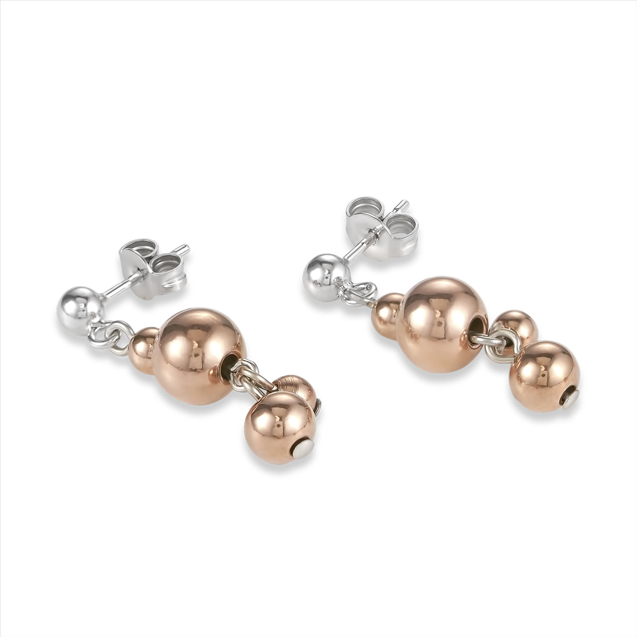 CDL - Stainless steel with rose gold plated stainless steel balls & sterling silver fittings