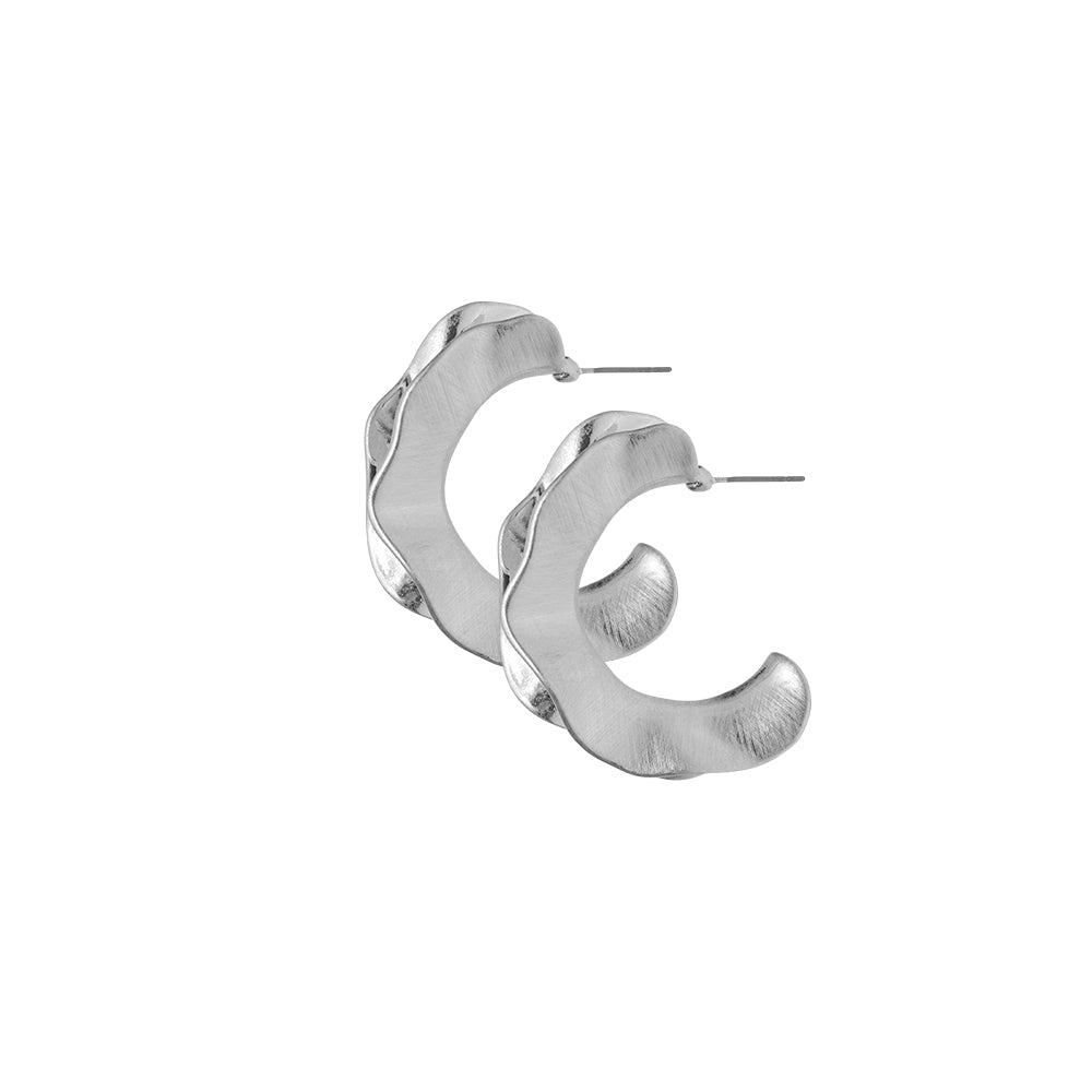 Earrings - Dansk - Alaya hoop earrings, silver colour ion platinum with surgical steel 4 cm
