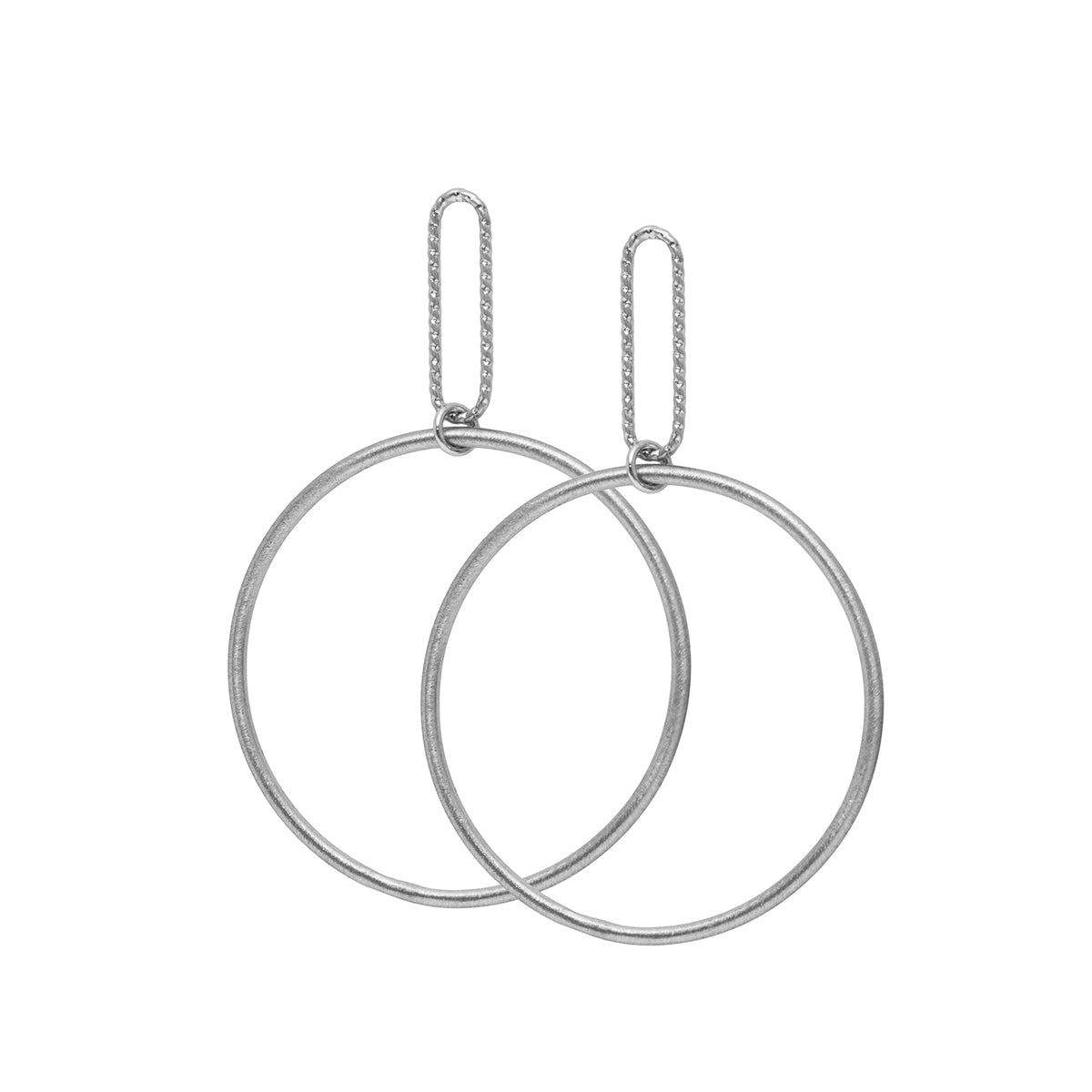 Dansk - Alyssa round earrings, silver colour ion platinum with surgical steel 6x4 cm