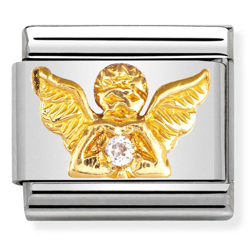 Nomination - classic daily life st/steel,18ct gold & cubic zirconia (angel)