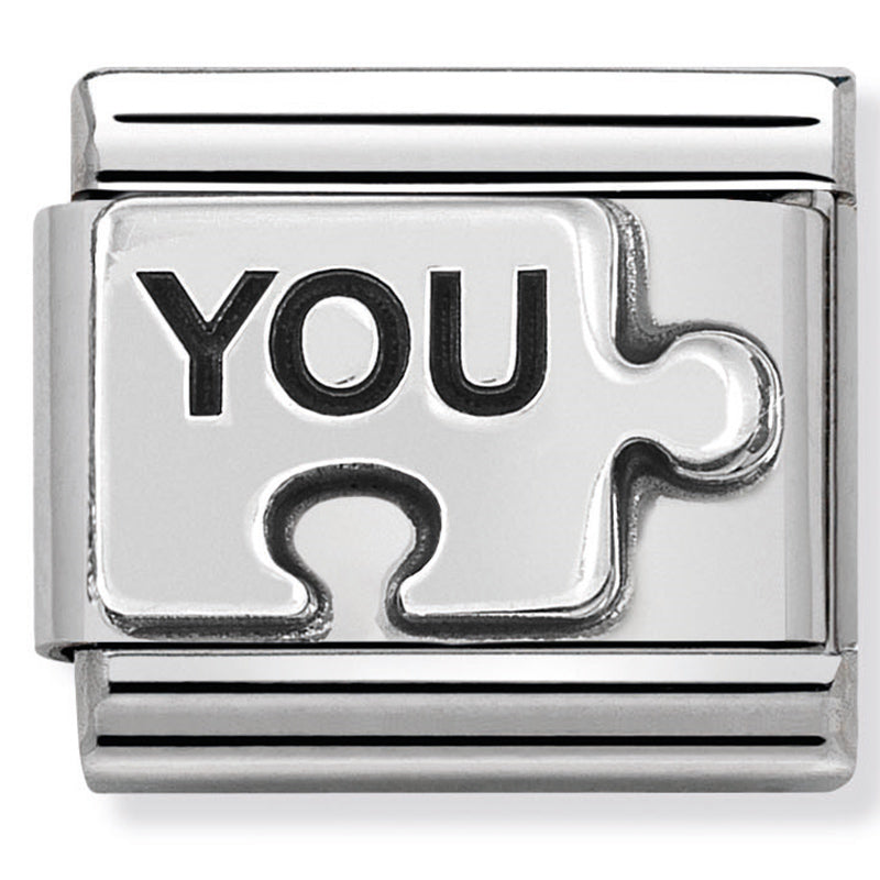 Nomination - classic oxidised symbols stainless steel & sterling silver (you puzzle(you me))