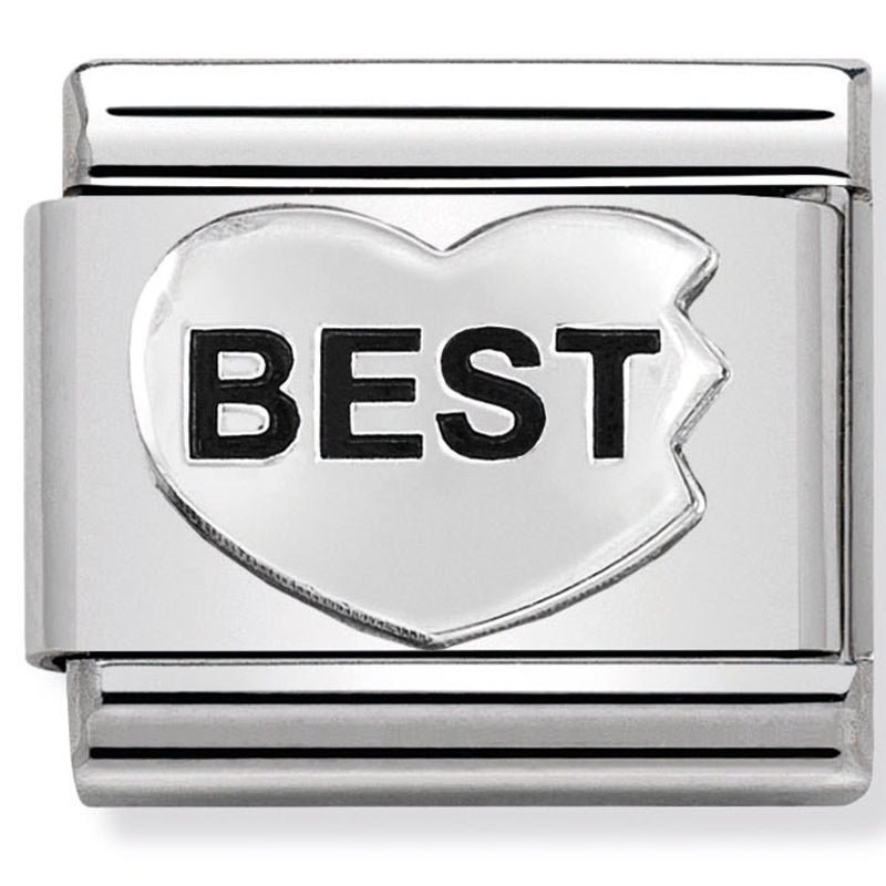 Nomination - classic oxidised symbols stainless steel & sterling silver (best heart(best friends))