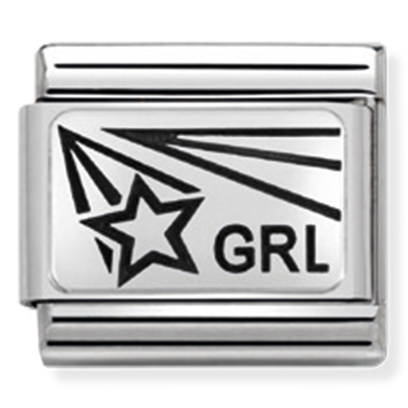 Nomination - classic oxidised plates 2 stainless steel & silver 925 (grl star(girl power))