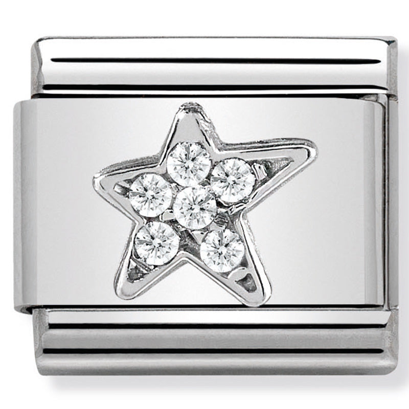 Nomination - classic symbols st/steel, cubic zirconia & silver 925 (asymmetric star)