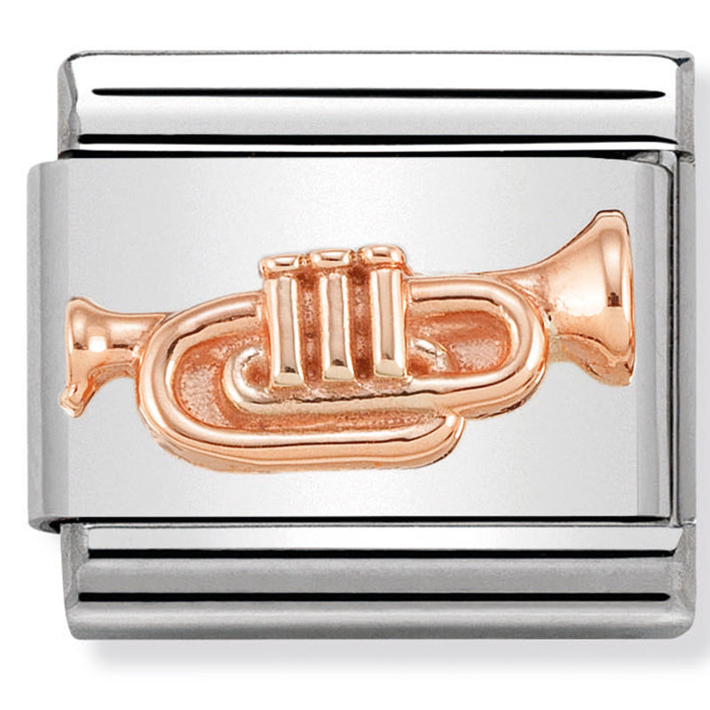 Nomination - classic relief symbols stainless steel & 9ct rose gold (trumpet)