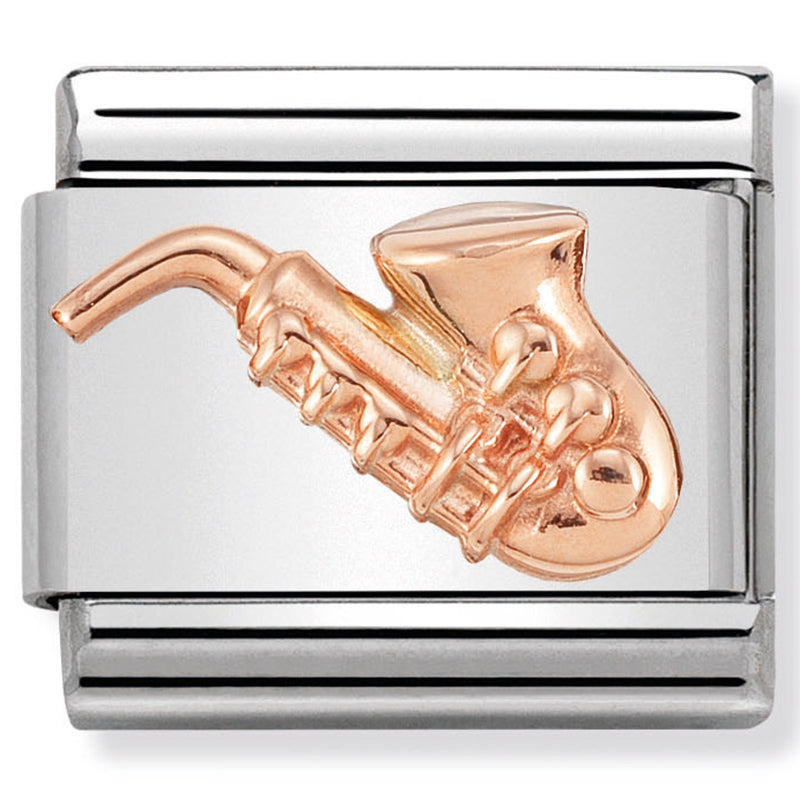 Nomination - classic relief symbols stainless steel & 9ct rose gold (saxophone)