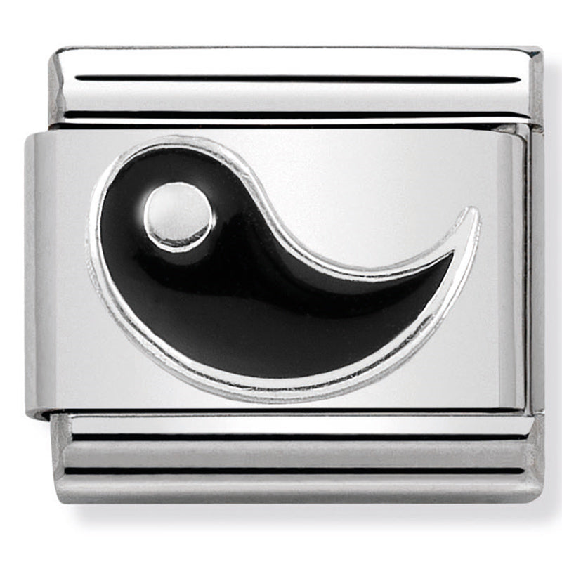 Nomination - classic symbols st/steel, enamel & silver 925 (yin (yin yang))