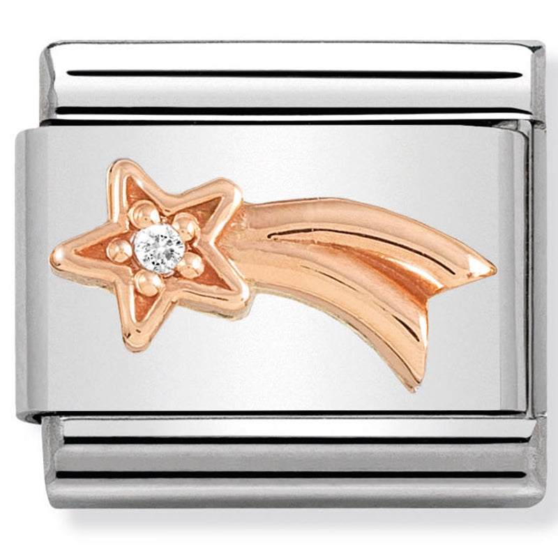 Nomination - classic symbols st/steel, cz, 9ct rose gold (shooting star white cz)
