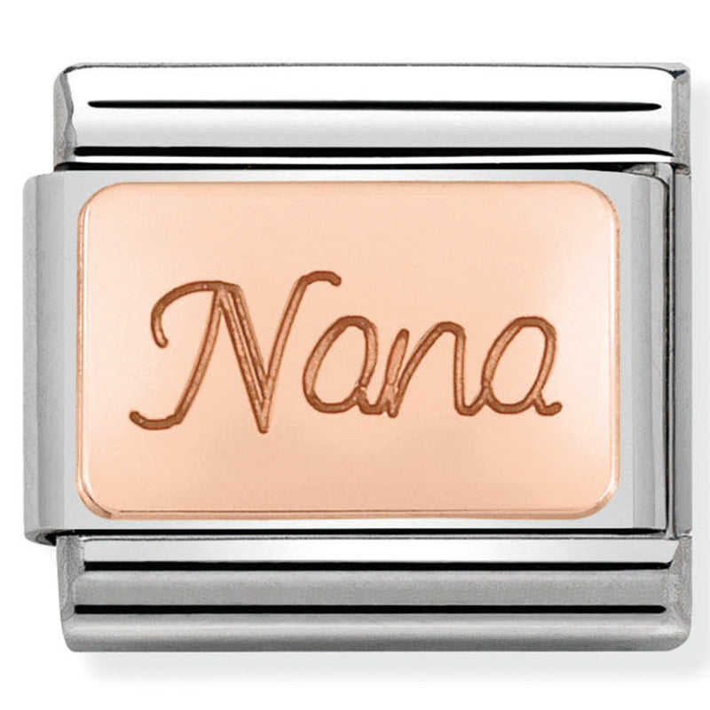 Nomination - classic engraved writings stainless steel & 9ct rose gold (nana)