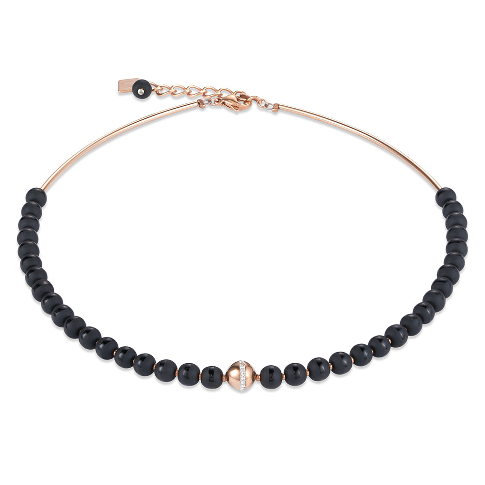 CDL - Rose gold plated st/st, onyx coloured with pave crystals