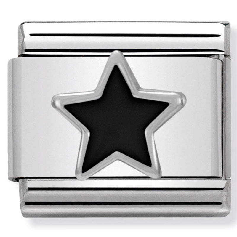 Nomination - classic symbols st/steel, enamel & silver 925 (black star)