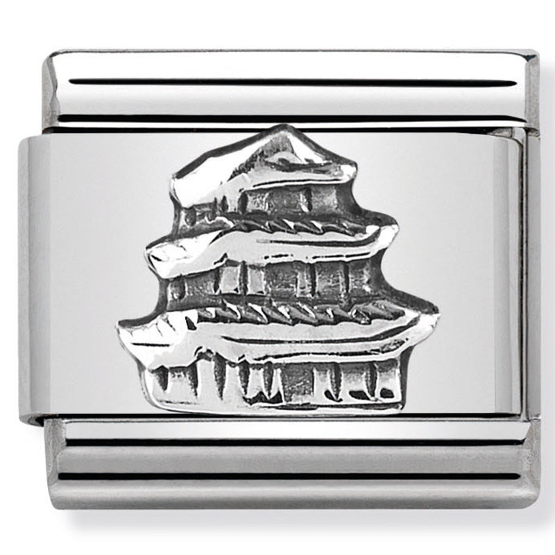Nomination - classic monuments relief stainless steel & 925 silver (pagoda)