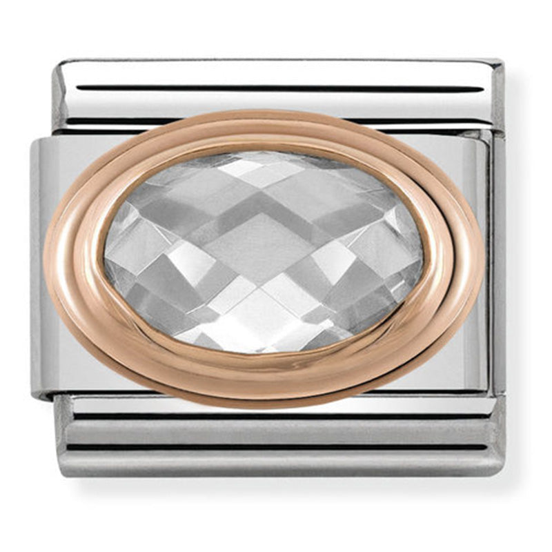 Nomination - couture gemstones composable classic st/st, cubic zirconia & 9ct rose gold (white) faceted