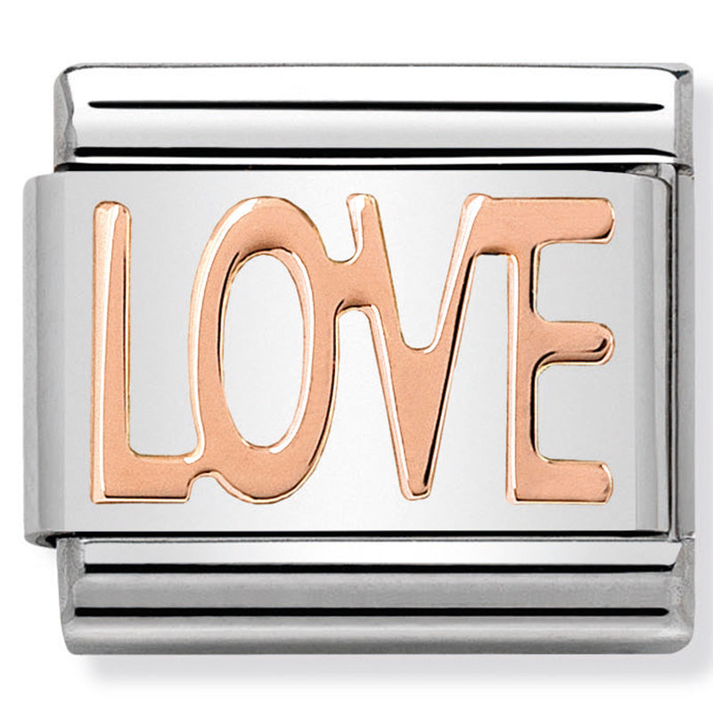 Nomination - classic writings stainless steel & 9ct rose gold (love)