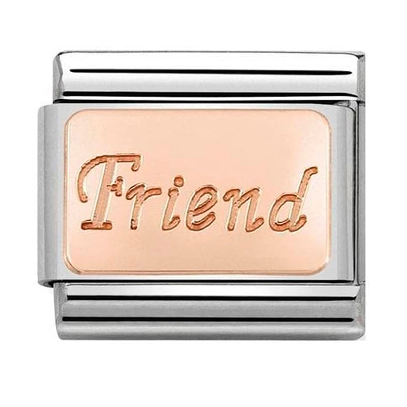 Nominaiton - classic engraved writings stainless steel & 9ct rose gold (friend)