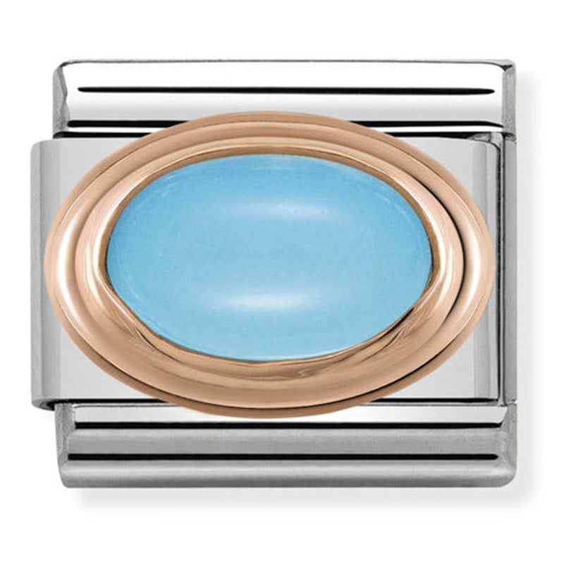 Nomination - classic oval hard stones stainless steel & 9ct rose gold (turquoise)
