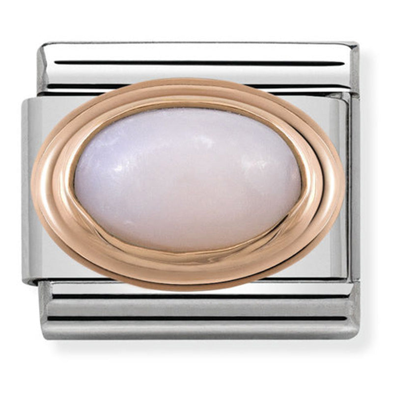 Nomination - classic oval hard stones stainless steel & 9ct rose gold (pink opal)