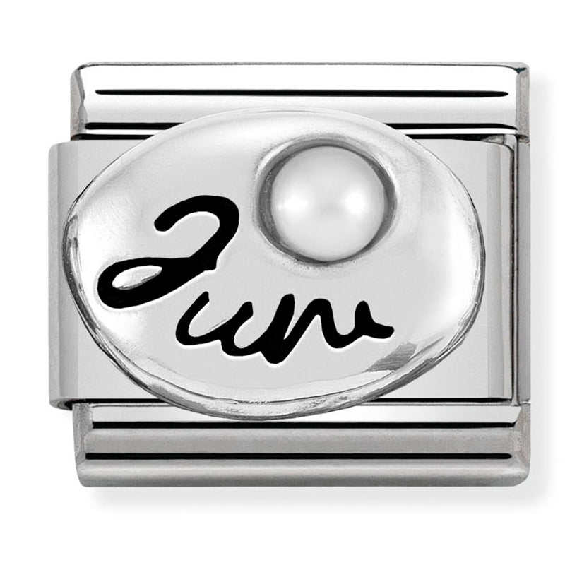 Nominaiton - classic symbols st/steel, silver 925 & stone (june white pearl)