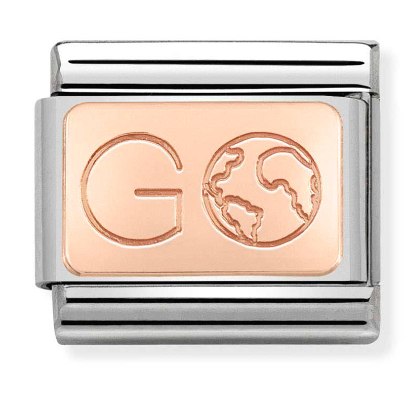 Nomination - classic symbols plate 1 stainless steel & 9ct rose gold (go)