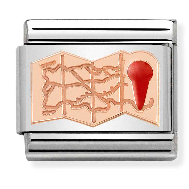 Nomination - classic symbols stainless steel & 9ct rose gold (map)