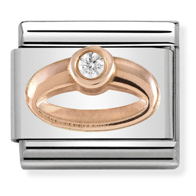 Nomination - classic symbols stainless steel with 9ct rose gold & cubic zirconia (ring)