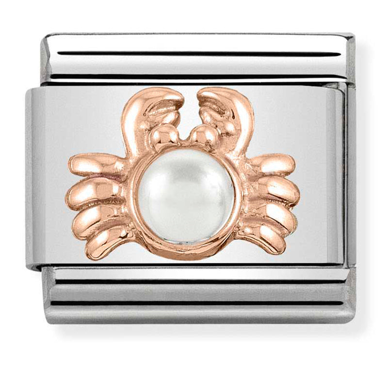 Nomination - classic symbols st/steel, 9ct rose gold and stone (crab)