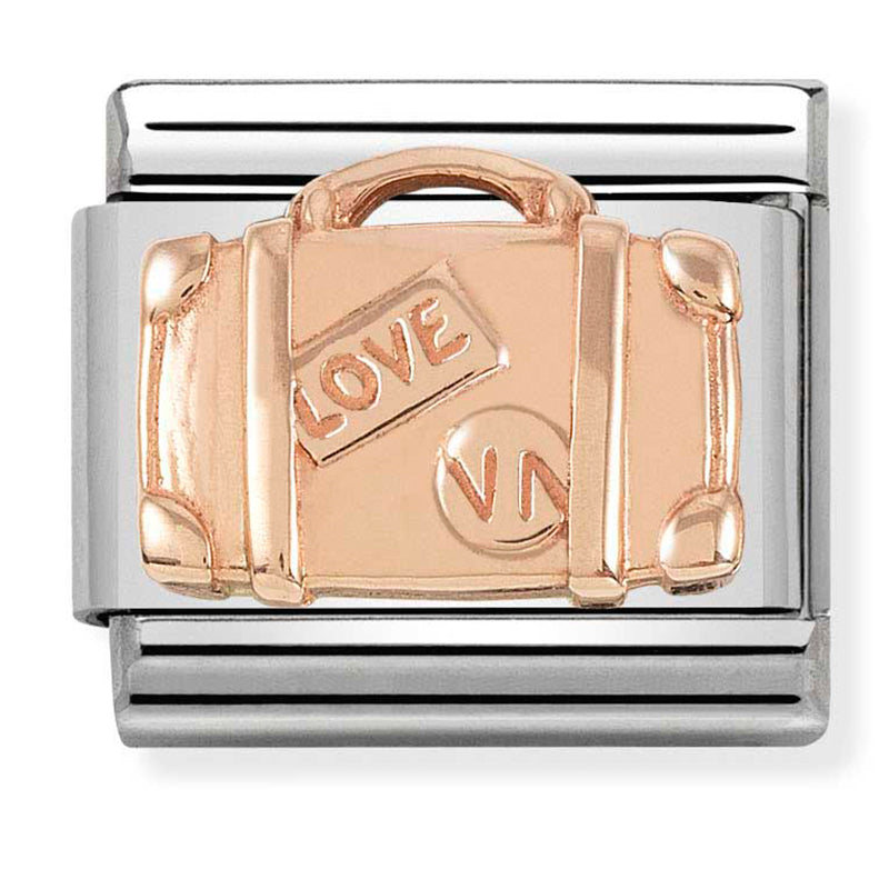 Nomination - classic rose gold engraved st/steel, 9ct rose gold (suitcase)
