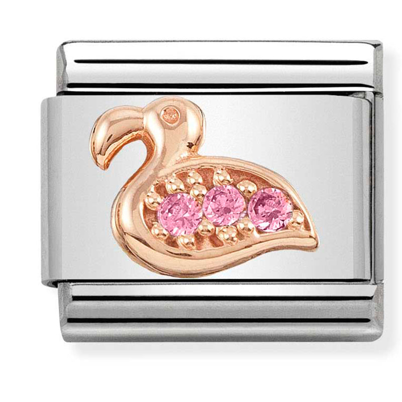 Nomination - classic symbols st/steel, cz, 9ct rose gold (flamingo)