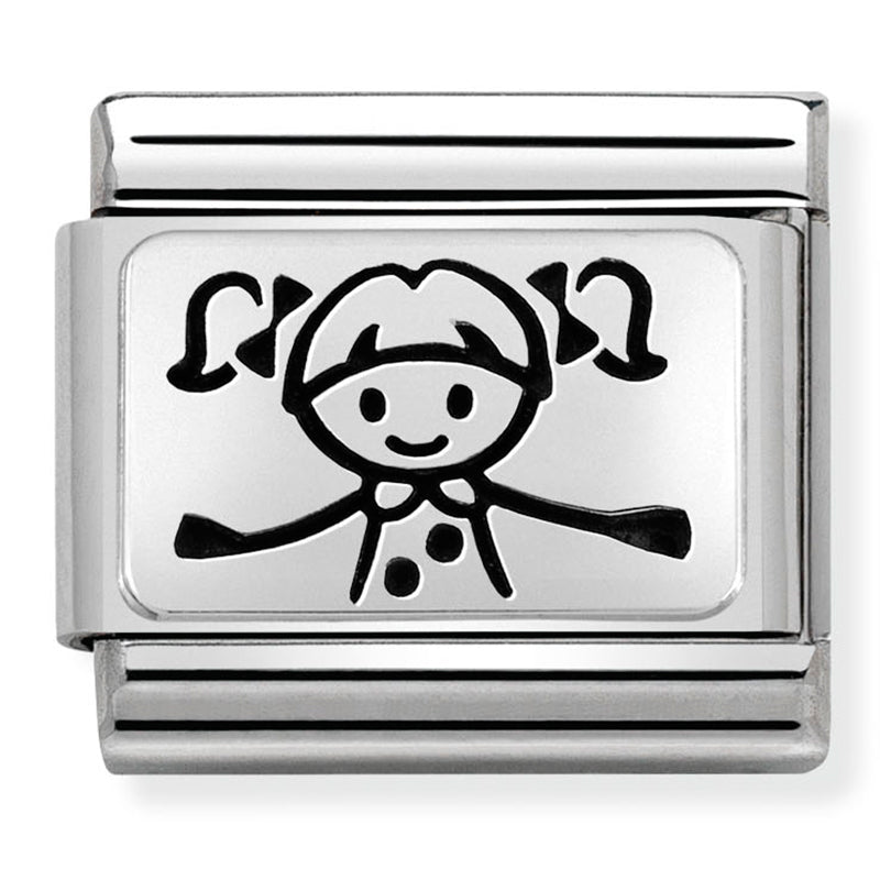 Nomination - Classic OXIDISED PLATES 2 st/steel & silver 925 (Girl Stick Figure)