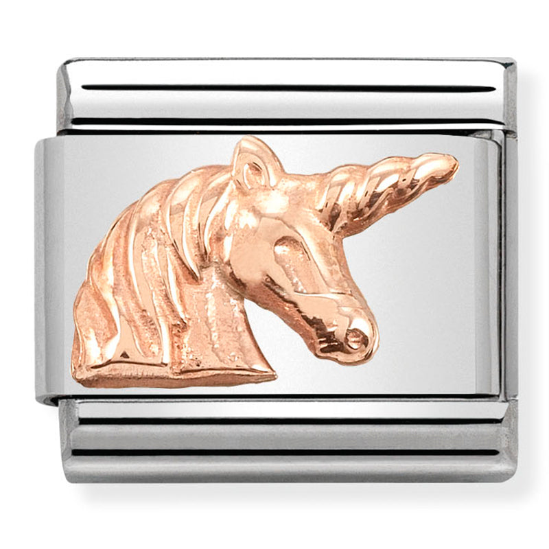 Nominaiton - Classic RELIEF SYMBOLS st/steel & 9ct rose gold (Unicorn)