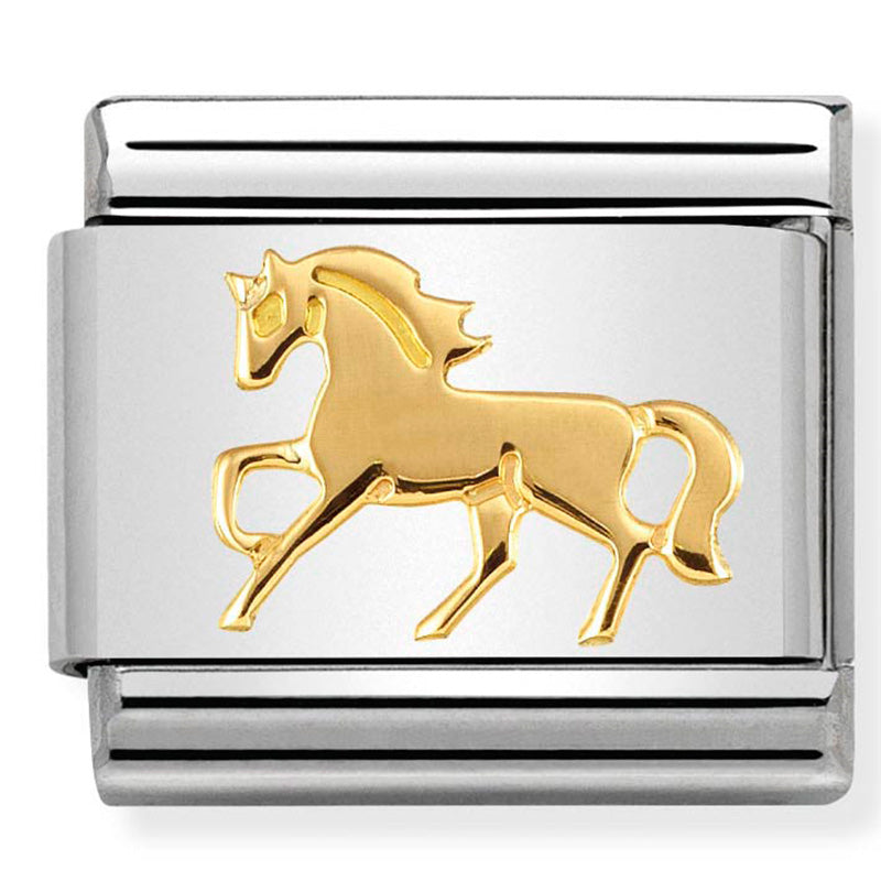 Nomination - Classic SYMBOLS st/steel & 18ct gold (Galloping Horse)