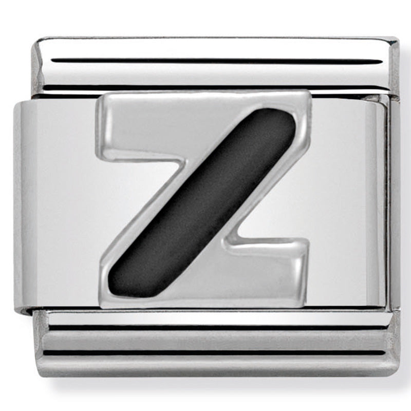 Nominaiton - Classic BLACK ALPHABET st/steel, enamel & silver 925 (Letter Z)