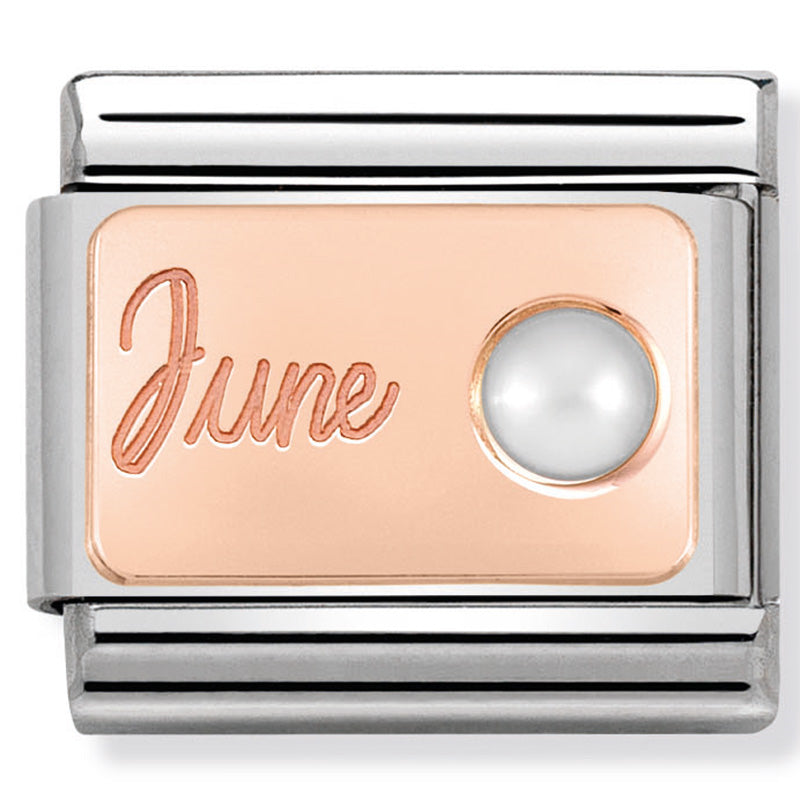 Nominaiton - classic st/st, & 9ct rose gold (June White Pearl)