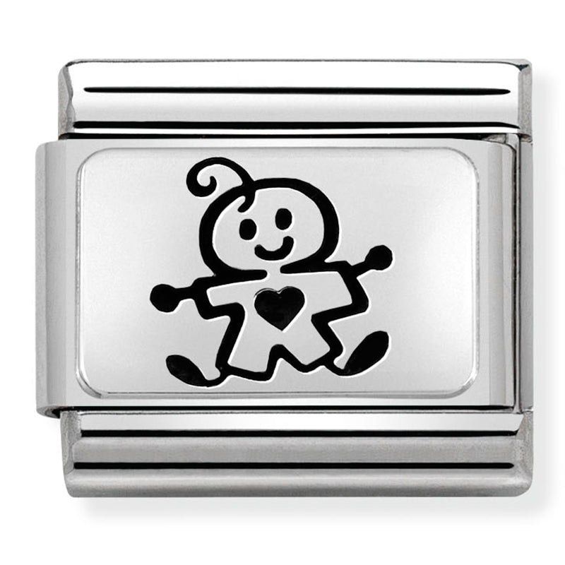 Nominaiton - OXIDISED PLATES 2 st/steel & silver 925 (Baby Boy Stick Figure)