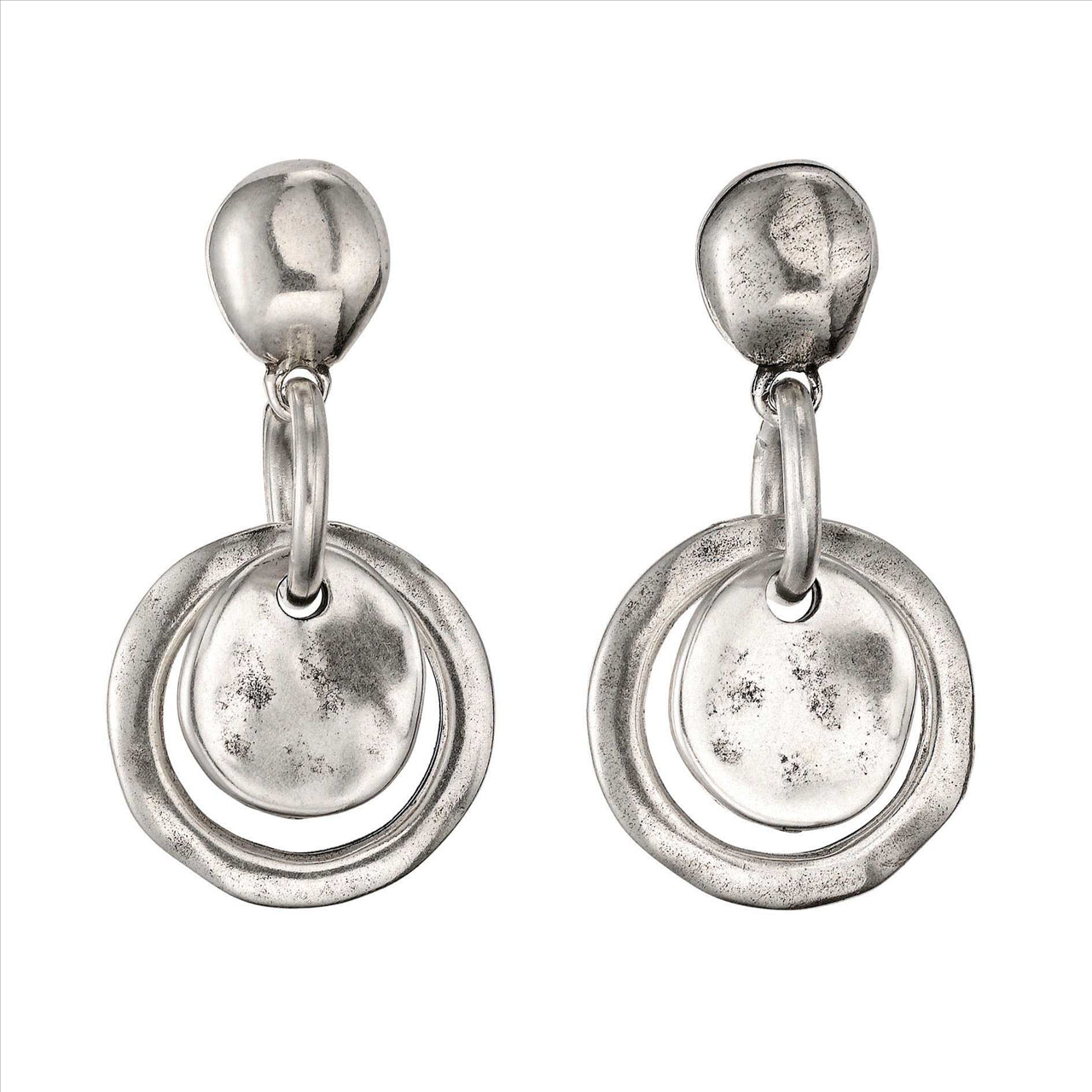 FLAKE EARRINGS, Earrings in metal alloy plated in 15 micron silver.